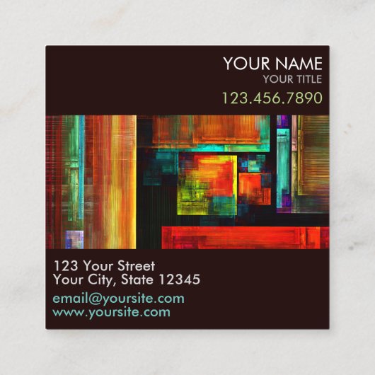Farbige Plätze Modernes Abstraktes Kunstmuster #04 Quadratische Visitenkarte (Rückseite)