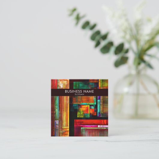 Farbige Plätze Modernes Abstraktes Kunstmuster #04 Quadratische Visitenkarte (Stehend Vorderseite)