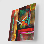Farbige Plätze Modernes Abstraktes Kunstmuster #04 Quadratische Wanduhr (Winkel)