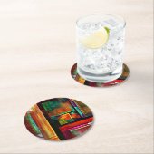 Farbige Plätze Modernes Abstraktes Kunstmuster #04 Runder Pappuntersetzer (Vor Ort)