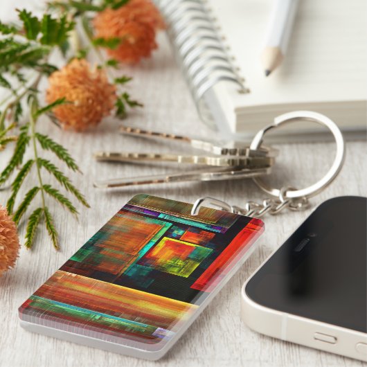 Farbige Plätze Modernes Abstraktes Kunstmuster #04 Schlüsselanhänger (Vorderseite rechts)