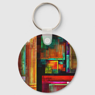 Farbige Plätze Modernes Abstraktes Kunstmuster #04 Schlüsselanhänger