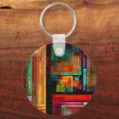 Farbige Plätze Modernes Abstraktes Kunstmuster #04 Schlüsselanhänger (Rückseite)