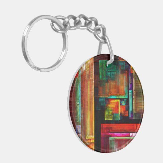 Farbige Plätze Modernes Abstraktes Kunstmuster #04 Schlüsselanhänger (Vorderseite links)