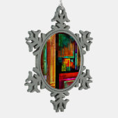 Farbige Plätze Modernes Abstraktes Kunstmuster #04 Schneeflocken Zinn-Ornament (Links)