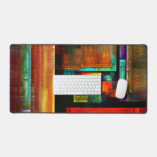 Farbige Plätze Modernes Abstraktes Kunstmuster #04 Schreibtischunterlage (Tastatur & Maus)