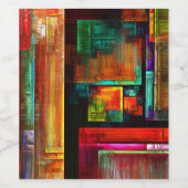 Farbige Plätze Modernes Abstraktes Kunstmuster #04 Weinetikett (Einzelnes Label)