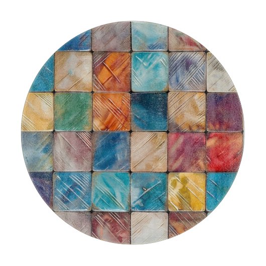 Farbige Plätze Schneidebrett (Vorderseite)