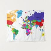 Farbige politische Weltkarte Wandteppich (Vorderseite (Horizontal))