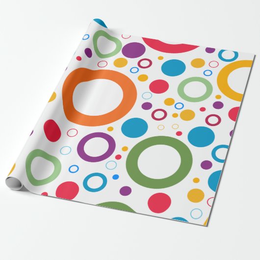 Farbige Polka Dot Circles Wrapping Paper Geschenkpapier (Ungerollt)