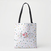 Farbige Polka Dot Tote Tasche mit Ihren Initialen (Vorderseite)