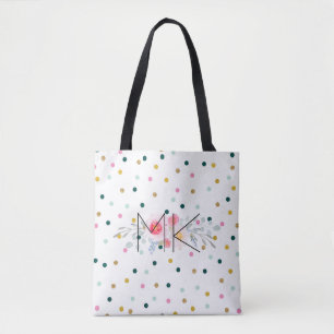 Farbige Polka Dot Tote Tasche mit Ihren Initialen