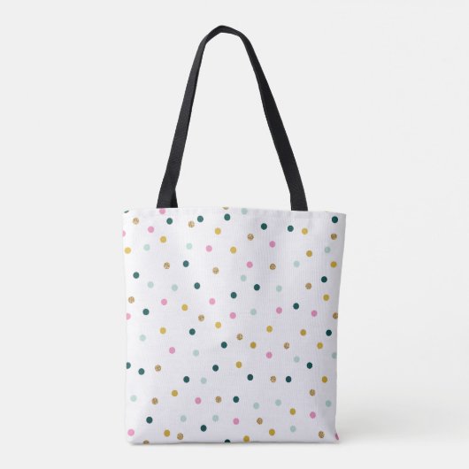Farbige Polka Dot Tote Tasche mit Ihren Initialen (Rückseite)