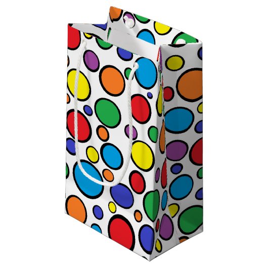 Farbige Polka Dots-Geschenktasche Kleine Geschenktüte (Vorderseite Schrägansicht)