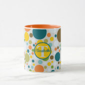 Farbige Polka Dots Muster Name des Monogramms Tasse (Zentrum)