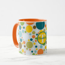 Farbige Polka Dots Muster Name des Monogramms