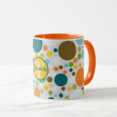 Farbige Polka Dots Muster Name des Monogramms Tasse (VorderseiteRechts)
