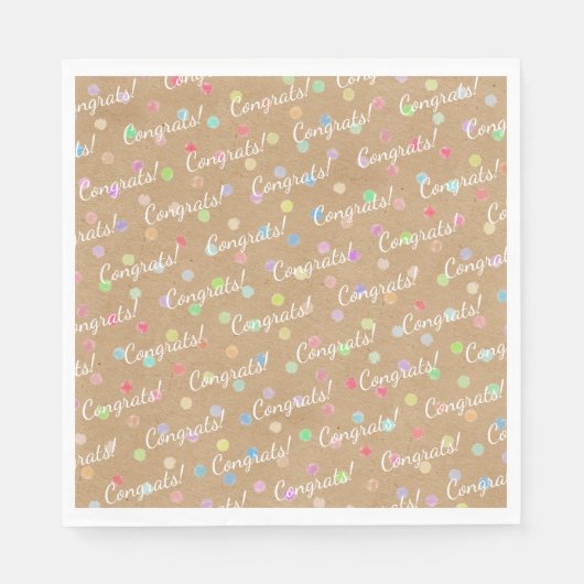 Farbige Polka-Punkte auf Imitate Kraft Papier Hint Serviette (Vorderseite)