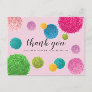 Farbige Pom-Pom-Dankeschön-Karte Postkarte
