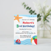 Farbige Pool- oder Beach-Party Einladung für Kinde (Stehend Vorderseite)