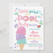 Farbige Poolparty-Geburtstagseinladung Einladung (Vorderseite)
