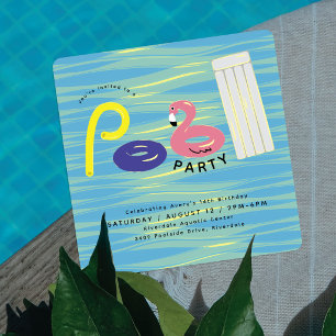 Farbige Poolparty Pool Schwimmhilfen Geburtstag Einladung