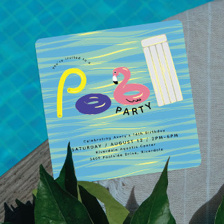 Farbige Poolparty | Pool Schwimmhilfen Geburtstag Einladung