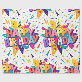 Farbige Pop-Art Frohe Geburtstag Geschenkpapier