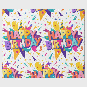 Farbige Pop-Art Frohe Geburtstag Geschenkpapier