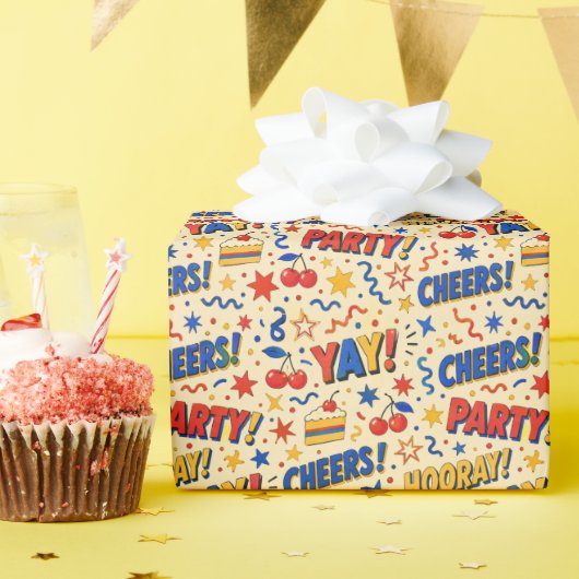 Farbige Pop-Art-Geburtstags-Geschenkpapier Geschenkpapier (Geburtstagsparty)