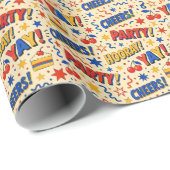 Farbige Pop-Art-Geburtstags-Geschenkpapier Geschenkpapier (Rolleneckpunkt)
