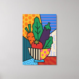 Farbige Pop-Art-Gemüse-Leinwand   Retro-Küche  Leinwanddruck
