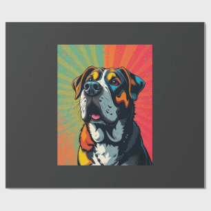 Farbige Pop-Art-Hunde-Illustration Kräftige & lus Geschenkpapier