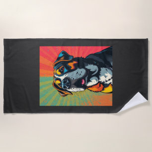 Farbige Pop-Art-Hunde-Illustration Kräftige & lus Strandtuch
