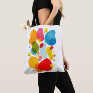 Farbige Pop-Art organische Formen Mixed Media Tasche