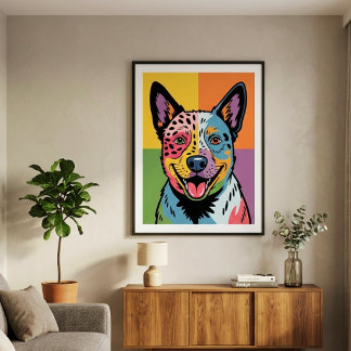 Farbige Pop-Art-Porträt eines australischen Cattle Poster