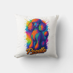 Farbige Pop-Art-Pudel-Hund-Illustration – Lebendig Kissen