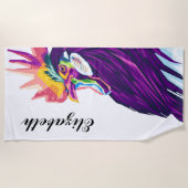 Farbige Pop Art Rooster Personalisiertes Badetuch (Vorderseite)