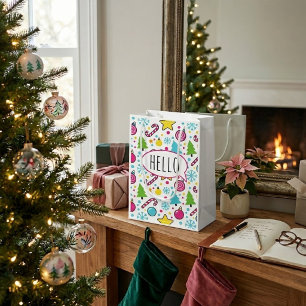 Farbige Pop-Art-Weihnachtsbaum-Muster – Frohe Po Kleine Geschenktüte