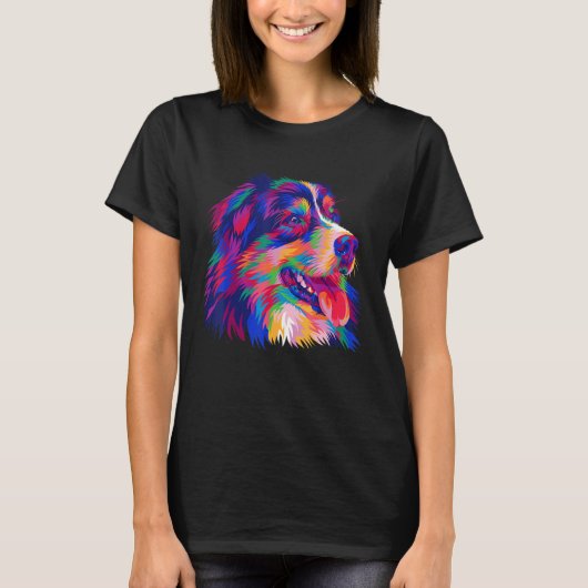 Farbige Pop Australian Shepherd Portrait Aussie 2 T-Shirt (Vorderseite)