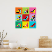 Farbige Pop Kunst feminine Schuhe Set Poster (Küche)
