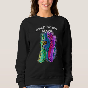 Farbige Pop Portrait Basset Hound Hund Mama Mutter Sweatshirt