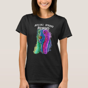 Farbige Pop Portrait Basset Hound Hund Mama Mutter T-Shirt