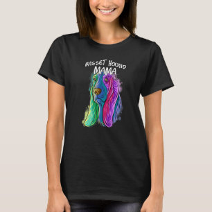 Farbige Pop Portrait Basset Hound Hund Mama Mutter T-Shirt