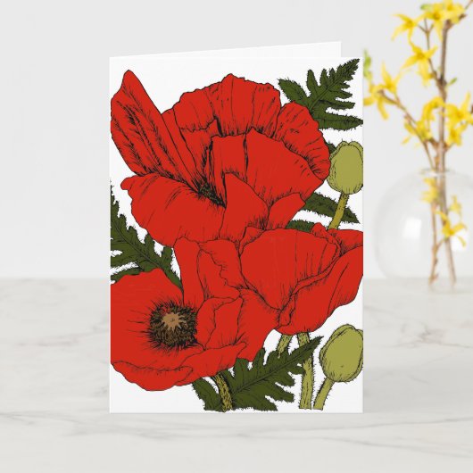 Farbige Poppies blank Karte (Gelbe Blume)