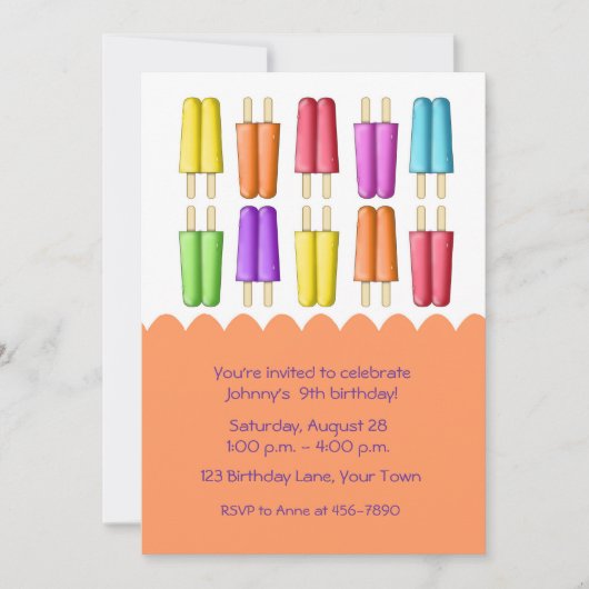 Farbige Popsikel Einladung (Vorderseite)