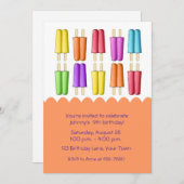 Farbige Popsikel Einladung (Vorne/Hinten)