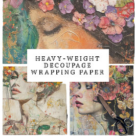 Farbige Portraits, floral, schweres Gewicht dekoup Geschenkpapier Set