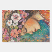 Farbige Portraits, floral, schweres Gewicht dekoup Geschenkpapier Set (Vorderseite)