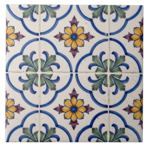 Farbige portugiesische Azulejo-Vierpass-Kreuzkache Fliese